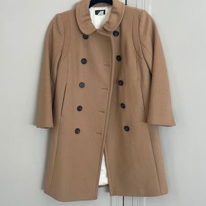 JCrew double breasted wool jacket | camel color | size 0 J Crew